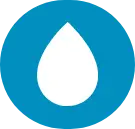 white water drop in a blue circle graphic